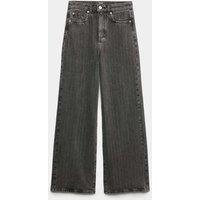 M&S High Waisted Pinstripe Wide Leg Jeans Black Mix