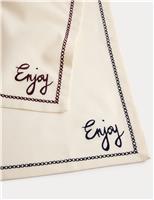 Set of 4 Cotton with Linen Enjoy Napkins