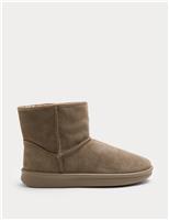 Suede Faux Fur Lined Slipper Boots