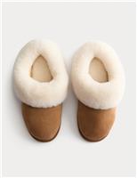 Suede Shearling Lined Mule Slippers