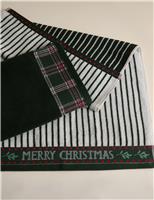 2pk Pure Cotton Merry Christmas Tartan Hand Towels