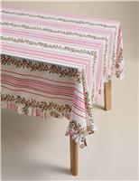 Cotton with Linen Festive Retro Striped Tablecloth