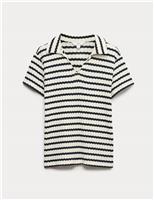 Cotton Blend Jacquard Striped Top
