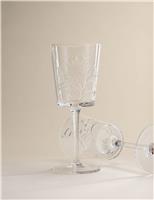 Set of 2 Embossed Floral Wine Glasses