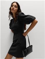 Organza Puff Sleeve Mini Shift Dress