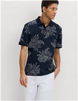 Pure Cotton Leaf Print Polo Shirt