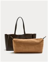 Faux Leather Structured Tote Bag
