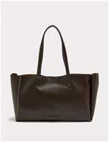 Faux Leather Structured Tote Bag