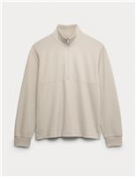 Cotton Rich Textured Half Zip Sweatshirt