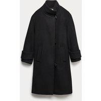 JAEGER Pure Wool Funnel Neck Duffle Coat Black