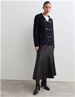 Merino Wool Rich Cable Knit Collared Cardig