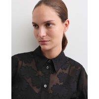 JAEGER Sheer Textured Blouse Black