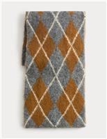 Fluffy Argyle Scarf with Wool