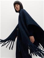 Brushed Fringed Wrap Scarf with Wool