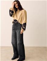 High Waisted Straight Leg Turn Up Jeans