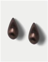 Large Brushed Tear Drop Stud Earrings
