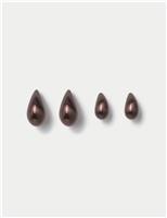 2pk Brushed Tear Drop Stud Earrings