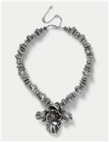 Embossed Beaded Oversized Floral Necklace