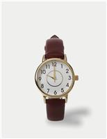 Burgundy Minimalist Faux Leather Strap Watch