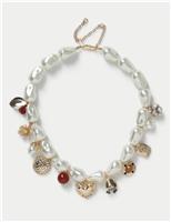 Pearl and Charm Statement Necklace