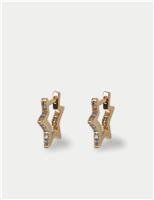14ct Gold Plated Cubic Zirconia Star Hoop Earrings