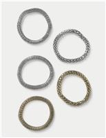 5pk Mixed Metal Stretch Bracelets