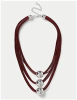 Cord and Ball Multi Row Necklace