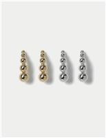 2 Pack Sphere Elongated Drop Earrings Set