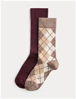 2pk Argyle Crew Socks
