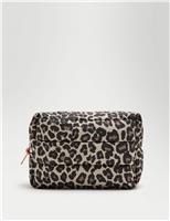 Quilted Leopard Print Toiletry Bag