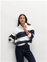 Cotton Rich Striped Rugby Sweatshirt
