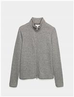 Ribbed High Neck Slim Fit Zip Up Sweatshirt