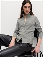 Ribbed High Neck Slim Fit Zip Up Sweatshirt