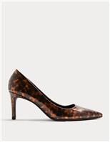 Wide Fit Tortoise Shell Pointed Court Shoes