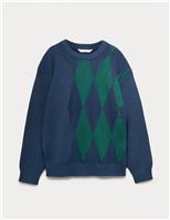 Cotton Blend Patterned Jumper