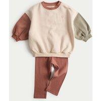 M&S 2 Piece Cotton Rich Top & Bottom Outfit (0-3 Yrs) Pink Mix