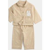 M&S Denim Garment Dyed Miffy Outfit (0-3 Yrs) Ochre