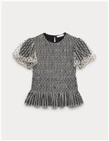 Polka Dot Print Mesh Top (6-16 Yrs)