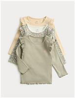 3pk Cotton Rich Ditsy Long-Sleeve Tops (0-3 Yrs)