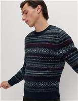 Fair Isle Crew Neck Jumper with Wool