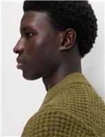 Waffle Knit High Neck Jumper with Wool