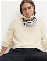 Wool Blend Textured Stitch Roll Neck Jumper