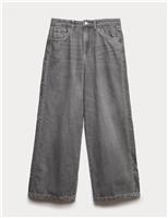 Pure Cotton Wide Leg Denim Stud Jeans (6-16 Yrs)