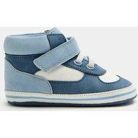M&S Baby Riptape High Top Trainer Pram Shoes (0-18 Mths) Blue