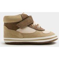 M&S Baby Riptape High Top Trainer Pram Shoes (0-18 Mths) Brown