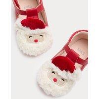 M&S Baby Santa T Bar Riptape Pram Shoes (0-18 Mths) Red