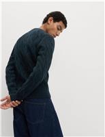 Cable Crew Neck Jumper with Wool