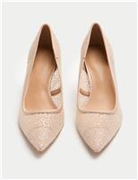 Wide Fit Sparkly Pointed Toe Court Shoes