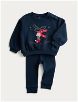 2pc Reindeer Sweatshirt Outfit (0-3 Yrs)