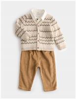 3pc Knitted Fair Isle Top & Bottom Outfit (0-3 Yrs)